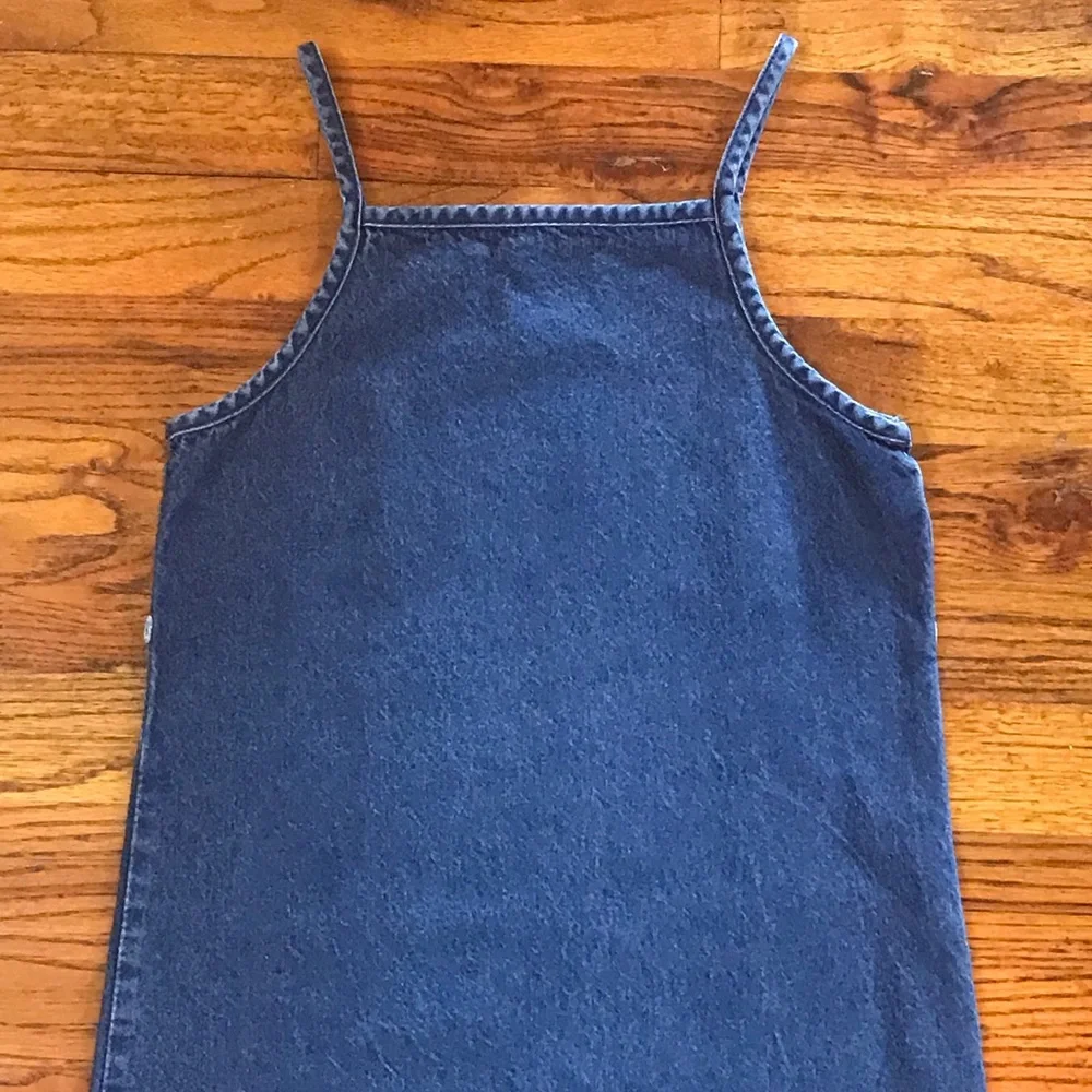 Girls Blue Jean Denim Spaghetti Strap Dress Size Medium 7 / 8 100% Cotton